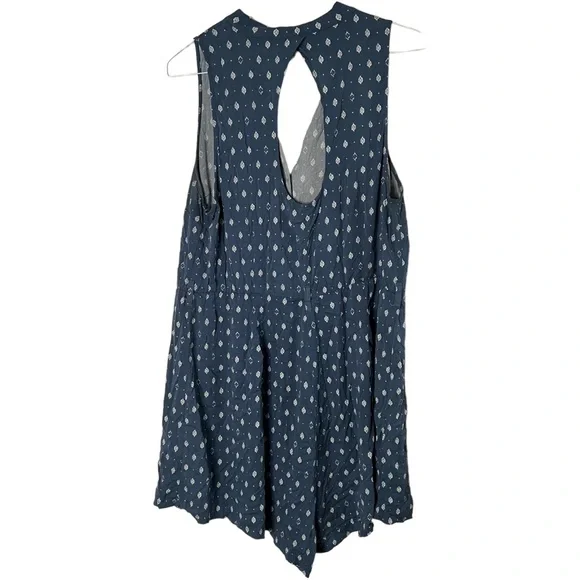 Torrid Ikat Challis Button Front Romper Tribal Track 2X Women’s Blue 11274830. - Picture 3 of 8